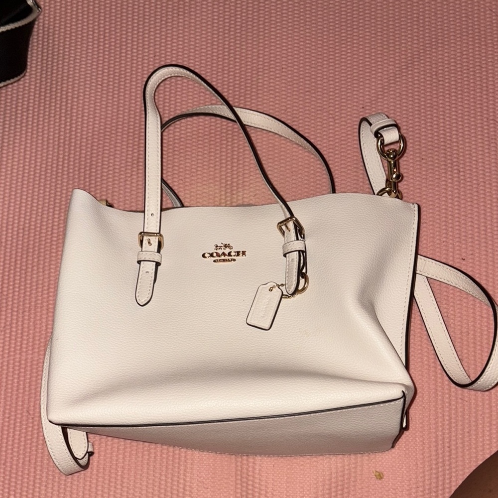 Coach White Leather Bag with Wallet